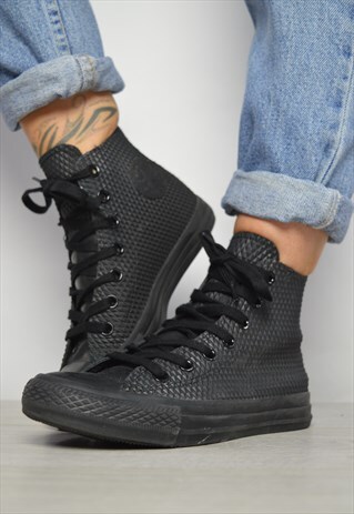 VINTAGE 90S CONVERSE BLACK HI-TOPS TRAINERS GRUNGE RETRO