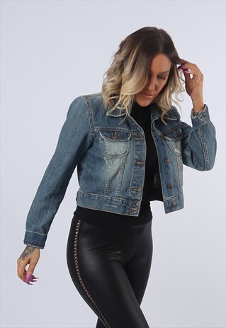 DENIM JACKET VINTAGE LIGHTWEIGHT FITTED UK 10 (CK4Q)