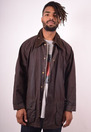 BARBOUR MENS VINTAGE WAXED COTTON JACKET XL BROWN 90S