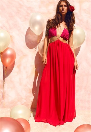 SILK JUMPSUIT ORANGE PLUS RED