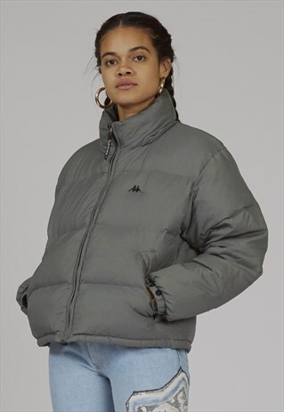 VINTAGE 90'S KAPPA CROPPED GREY PUFFER JACKET