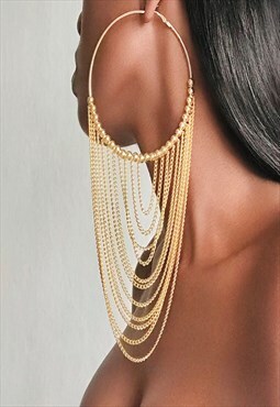 ROSETTA Beaded Hoop Gold Earrings/ Large hoop & Ring earring