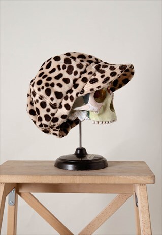 VINTAGE Y2K CHIC LEOPARD PRINT NEWSBOY BERET HAT WOMEN
