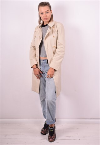 AQUASCUTUM WOMENS VINTAGE COAT SMALL BEIGE 90'S