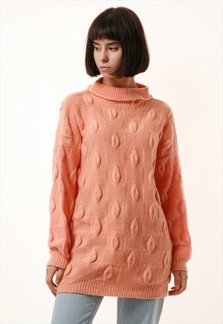 80S VINTAGE OVERSIZED PEACH KNITWEAR JUMPER 1088