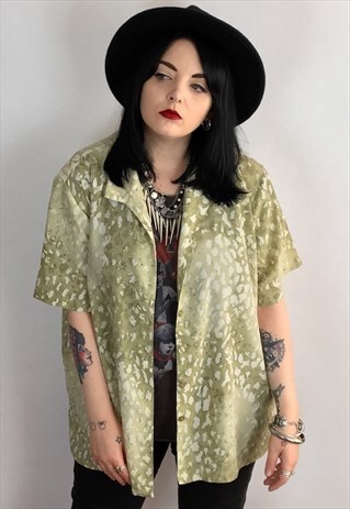 VINTAGE 90'S ANIMAL PRINT BLOUSE SIZE LARGE