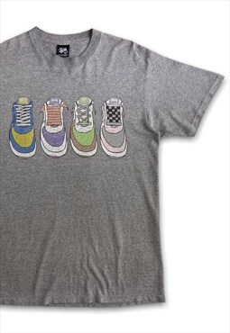 Vintage Stussy 1990s Nike Dunks Grey T-shirt (M)