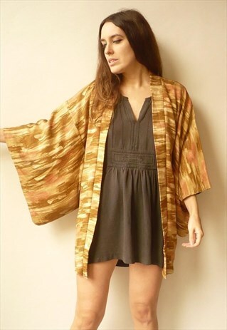 1970'S VINTAGE OMBRE PATTERN JAPANESE KIMONO DUSTER JACKET