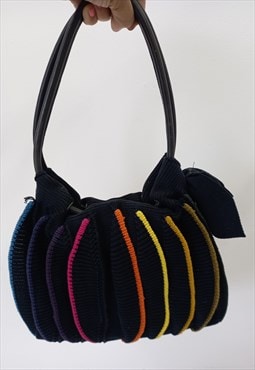 Y2K Sonia Rykiel Bag Black Multi Striped Knit