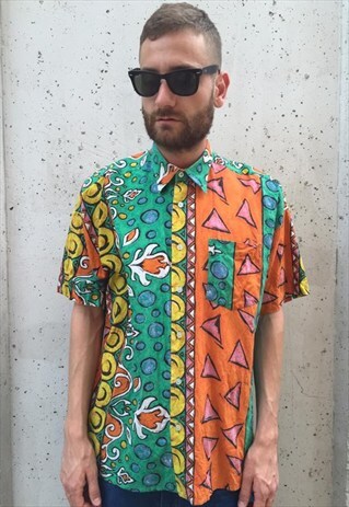 VINTAGE FESTIVAL PRINT SHIRT SIZE L (417)