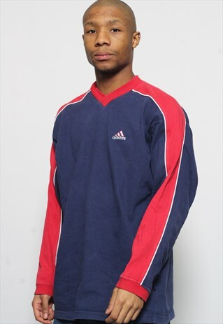 VINTAGE ADIDAS LOGO LONG SLEEVED T-SHIRT BLUE
