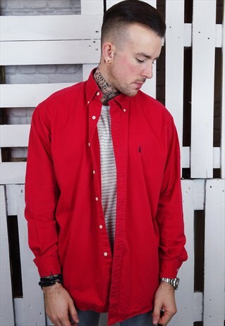 RED LONG SLEEVED COTTON 90'S SHIRT