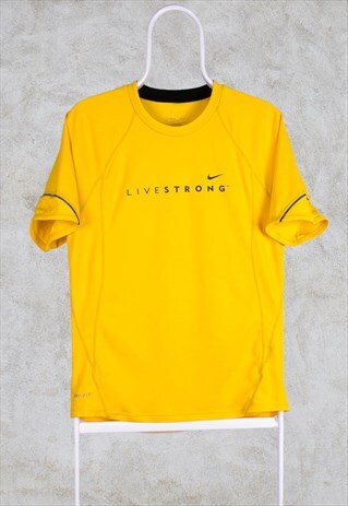 VINTAGE NIKE LIVESTRONG YELLOW T-SHIRT SMALL