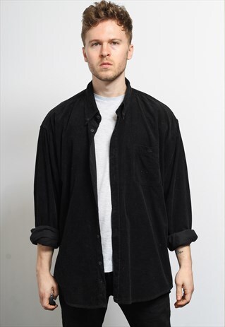 VINTAGE CORDUROY CORD SHIRT BLACK
