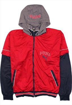 Vintage 90's Puma Hoodie Sportswear Full Zip Up Red Medium