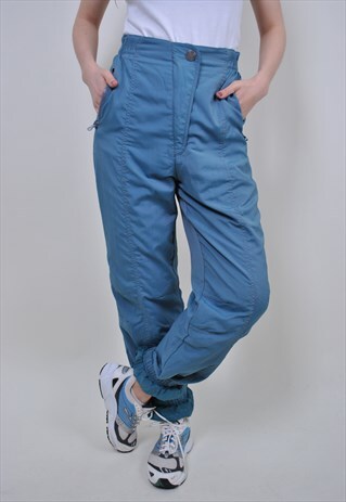 80S BLUE SKI PANTS, VINTAGE WINTER SNOW TROUSERS