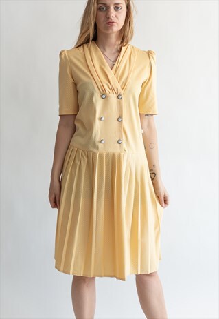VINTAGE 80S FUNKY MARINE DRESS IN PASTEL YELLOW