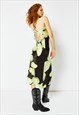 SKINNYDIP LONDON BUTTERFLY PRINT MIDI SLIP DRESS IN GREEN