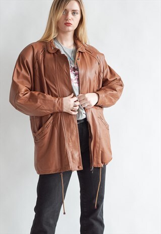VINTAGE 70S BOHO BROWN LEATHER JACKET
