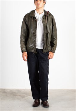 Men's Shuttle Dark Green Red Lining Hooded Jacket 