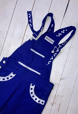 vintage 90s blue Norwegian festival dungarees