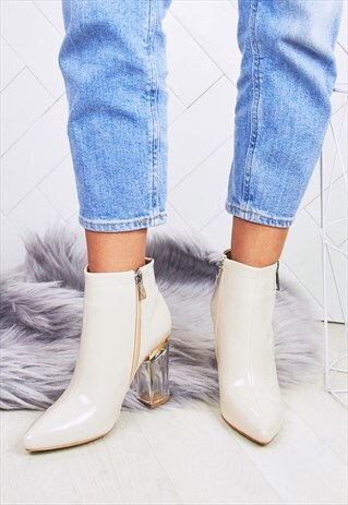 DAISY NUDE PERSPEX ANKLE BOOTS