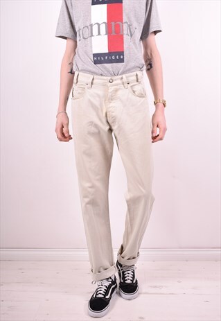 ARMANI MENS VINTAGE TROUSERS W30 L32 BEIGE 90'S