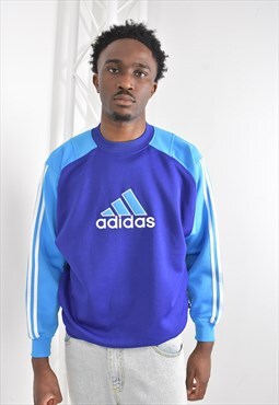 90s Adidas Purple Blue Spellout Logo Sweatshirt Purple