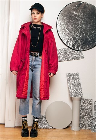 90S VINTAGE RED PARKA COAT