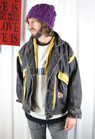 VINTAGE 80'S DENIM LINED HEAVY WINTER JACKET