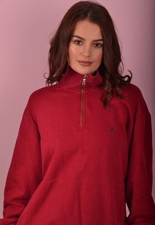 RED NAUTICA 1/4 ZIP JUMPER GJ4269