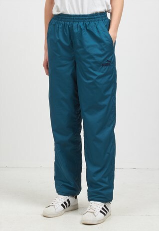 VINTAGE RETRO GREEN PUMA TRACK BOTTOMS JOGGERS