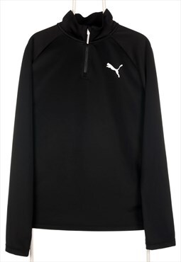 Vintage 90's Puma Sweatshirt Quarter Zip Sport Black Large