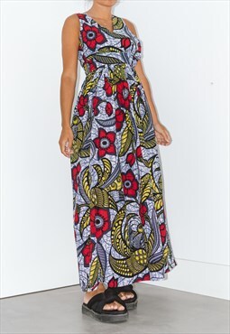 y2k African Wax Printed Long Summer Dress