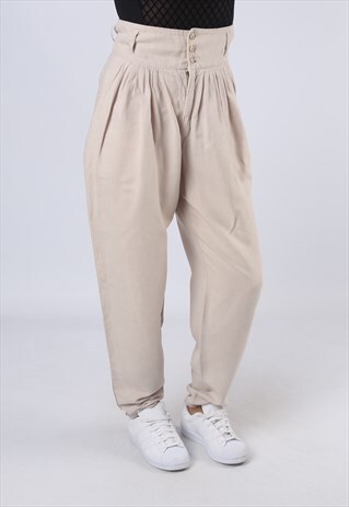HIGH WAISTED TROUSERS PLAIN WIDE TAPERED UK 12 (CK3M)