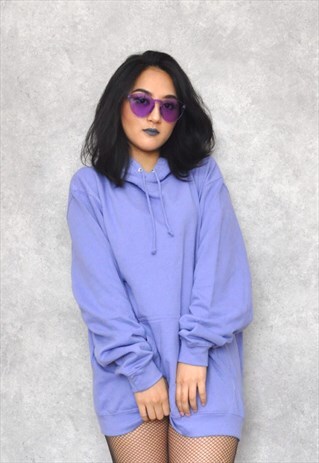 CORNFLOUR BLUE COTTON RINGSPUN HOODIE JUMPER