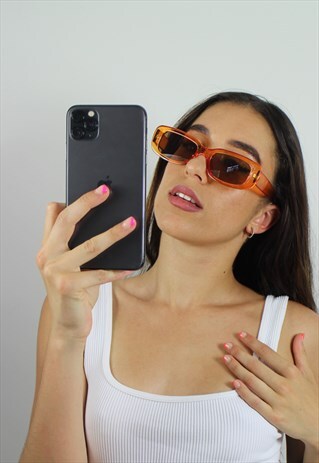 Y2K ORANGE SUNGLASSES IN SQUARE SHAPE