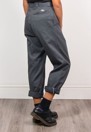 VINTAGE 90'S DICKIES HIGH WAIST TAPERED GREY TROUSERS