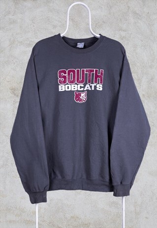 VINTAGE AMERICAN VARSITY SWEATSHIRT SOUTH BOBCATS GREY LARGE
