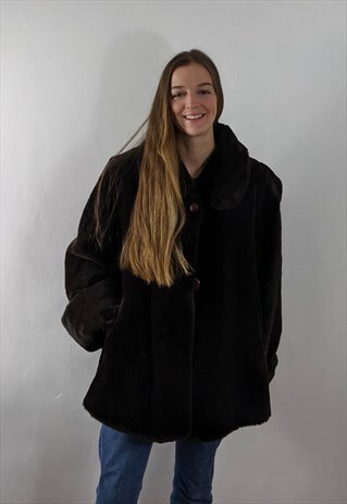VINTAGE BROWN TEDDY SWING COAT