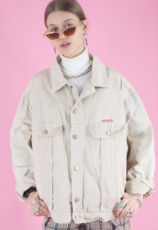 VINTAGE DENIM JACKET IN BEIGE WITH CLASSIC CUT
