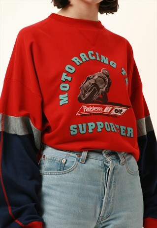 90S ITALIAN VINTAGE MOTO RACING COTTON/P SWEATSHIRT 16331