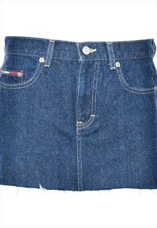BEYOND RETRO VINTAGE TOMMY JEANS FRAYED EDGE DENIM SKIRT - M