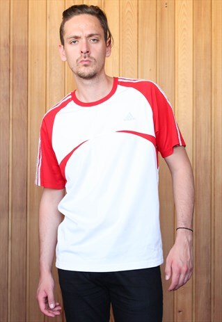 VINTAGE 1990S WHITE RED ADIDAS T-SHIRT