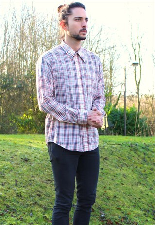 VINTAGE 90S PARISIAN CHECKED SHIRT MEDIUM/LARGE PARIS CHECK