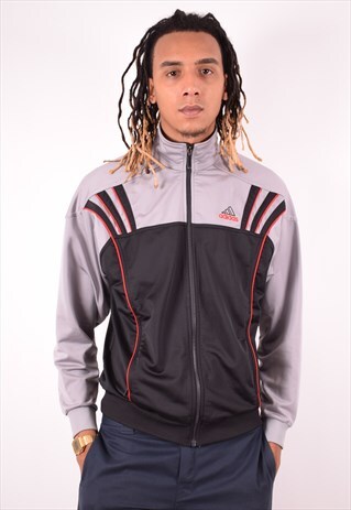 ADIDAS MENS VINTAGE TRACKSUIT TOP JACKET MEDIUM BLACK 90S