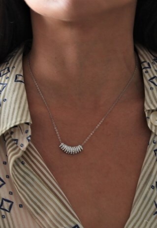 DEADSTOCK SILVER CHAIN PENDANT CRYSTAL NECKLACE