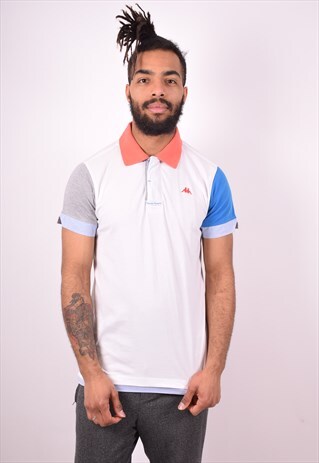 ROBE DI KAPPA MENS VINTAGE POLO SHIRT LARGE WHITE 90S
