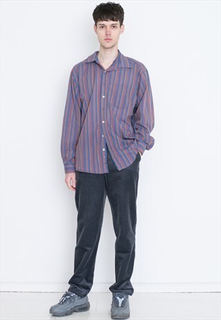 VINTAGE PURPLE STRIPED LONG SLEEVE RETRO SHIRT