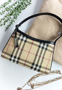 Rare 90's Burberry Nova Check Mini Tote Handbag